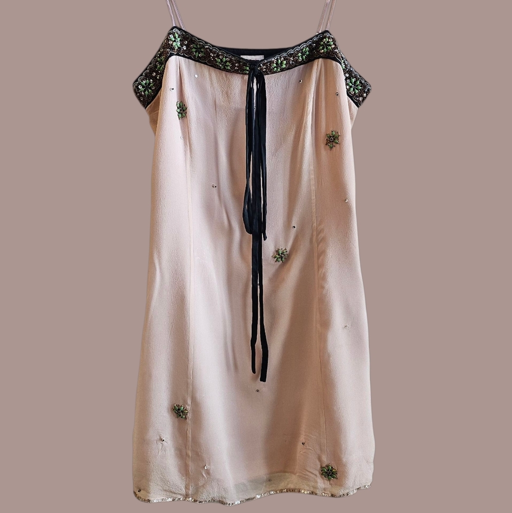 Whistles London Beige-Pink Mini Dress with Emeblishments